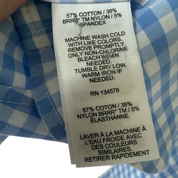 Vineyard Vines Boy’s Performance Blue Gingham Long Sleeve Button-Up Shirt 16 L - Picture 7 of 10